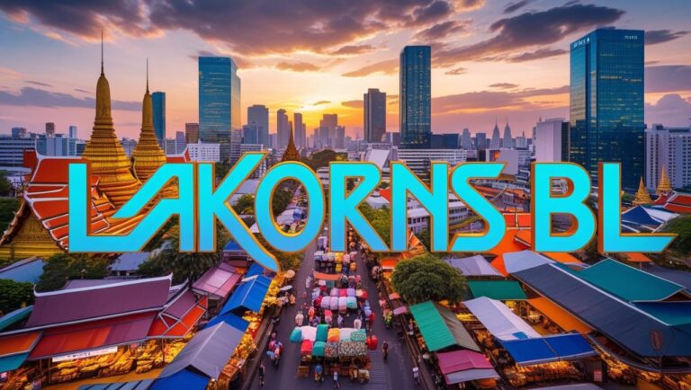 Imagem escrita lakorns BL e ao fundo uma imagem da paisagem da Tailândia